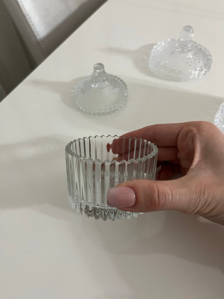 Şeffaf Kristal Kapaklı Vazo Seti - Görsel 5