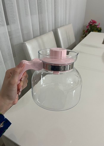 Pastel Pembe Cam Demlik - Görsel 4