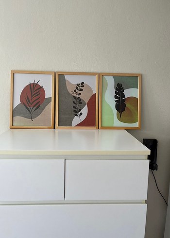 Ikea Minimalist Dogal Tonlu 3lu Duvar Tablosu Seti