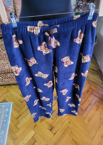 Diğer Lacivert Pelus Ayicik Desenli Rahat Pijama Alti