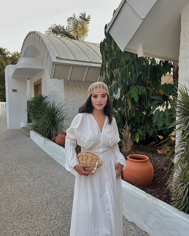 Örgü Beyaz Bohem Kadın Şapka-Başlık - Görsel 3