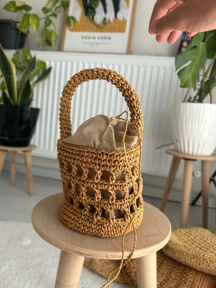 Bej Örgü Kadın Çanta - Görsel 3