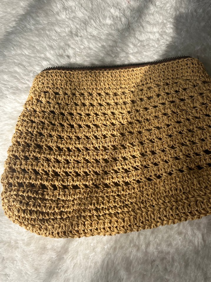 Bej Örgü hasır Kadın  Çanta - Görsel 3