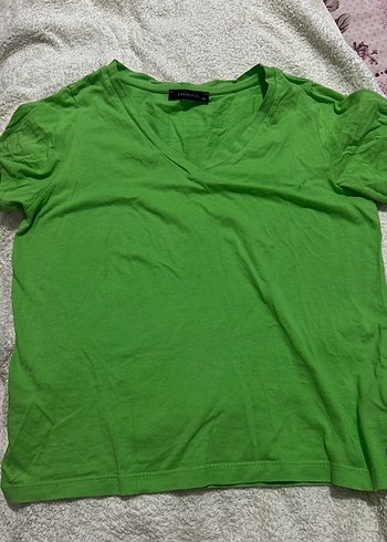 Yeşil V Yaka Kadın Tişört - Görsel 2