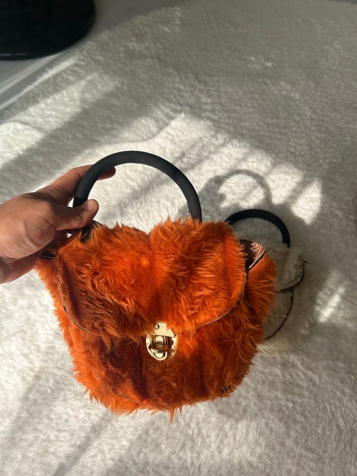 Kürk Detaylı Mini Kadın Çanta - Görsel 3