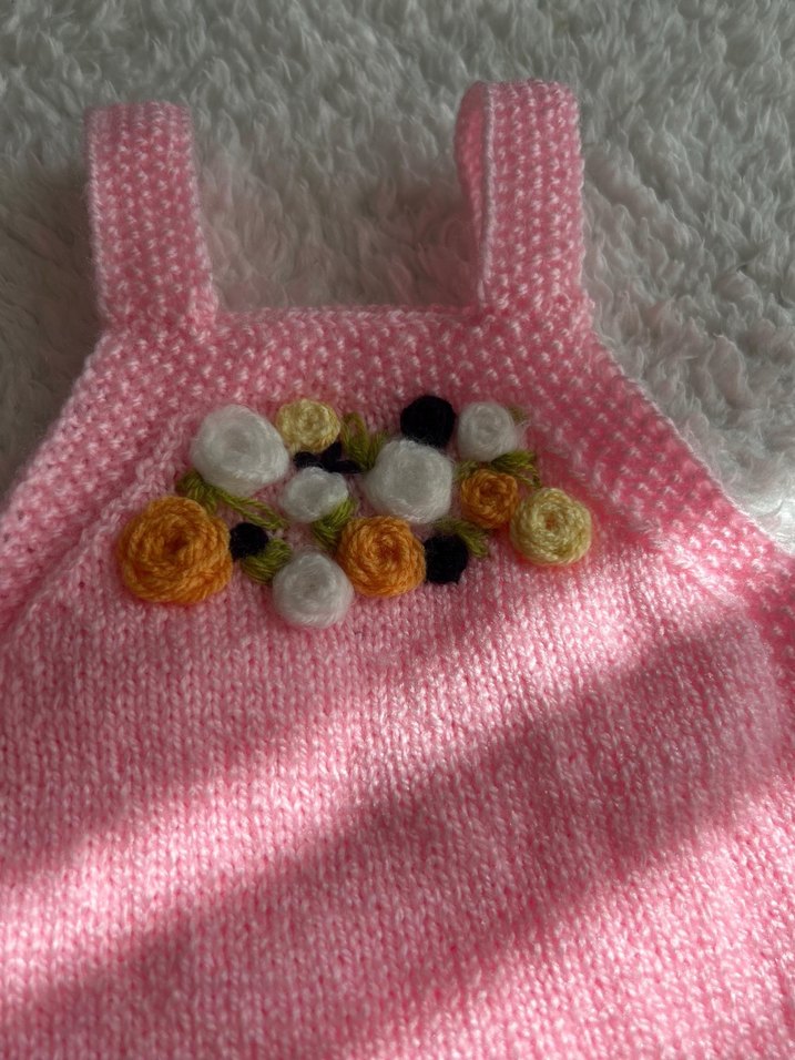 Pembe Örgü Kız Çocuk jile elbise - Görsel 3