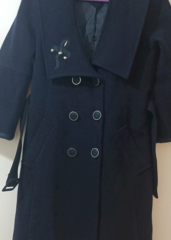 Çift Düğmeli lacivert Kaban - Görsel 2