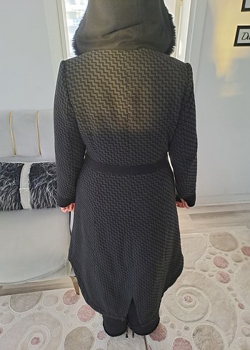 Düğmeli Siyah Uzun Hamile Kabanı - Görsel 3