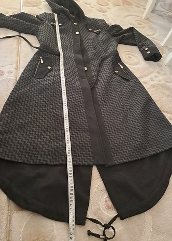 Düğmeli Siyah Uzun Hamile Kabanı - Görsel 9