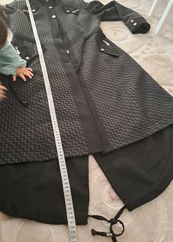 Düğmeli Siyah Uzun Hamile Kabanı - Görsel 5