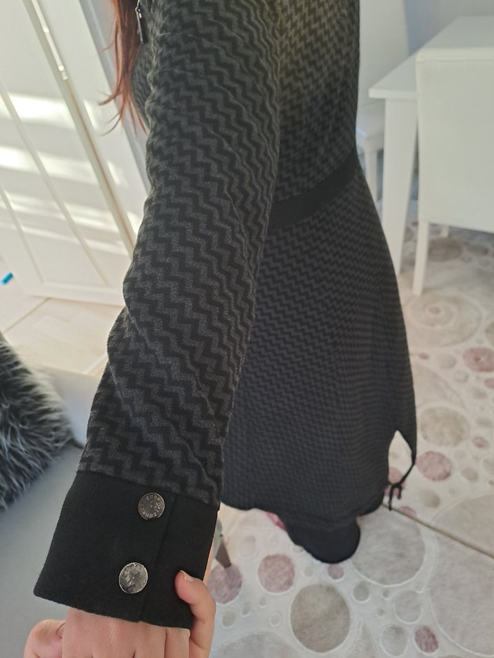 Düğmeli Siyah Uzun Hamile Kabanı - Görsel 4