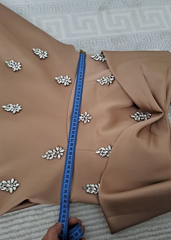 bal köpüğü Drapeli Uzun Straplez Abiye Elbise - Görsel 5