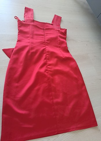 Kırmızı Drapeli Modern Klasik Kadın Abiye Elbise - Görsel 5