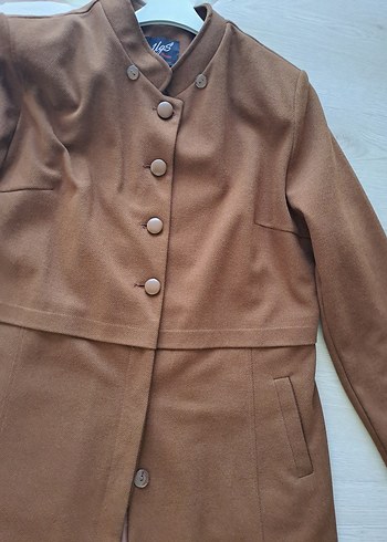 Düğmeli Uzun Kahverengi Süet Klasik Kaban - Görsel 5