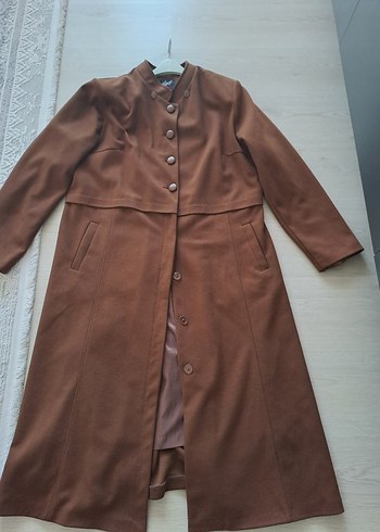 Düğmeli Uzun Kahverengi Süet Klasik Kaban - Görsel 6