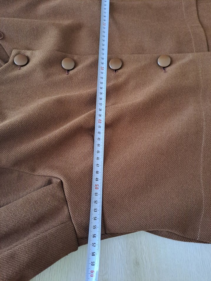 Düğmeli Uzun Kahverengi Süet Klasik Kaban - Görsel 3