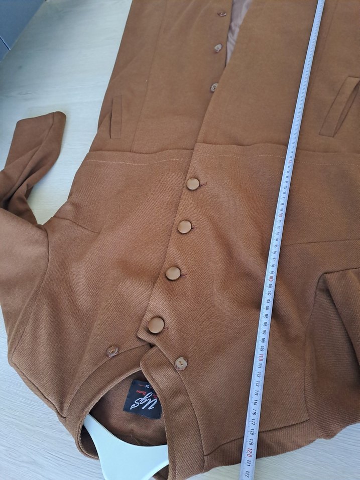 Düğmeli Uzun Kahverengi Süet Klasik Kaban - Görsel 4