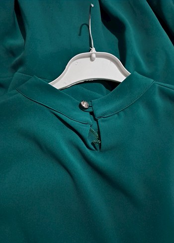 Uzun Kollu Yeşil Salaş Elbise - Görsel 6