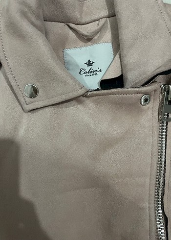Toz pembe Kadın Süet Deri Ceket Fermuarlı - Görsel 5