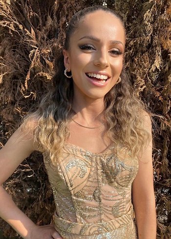 İnce Askılı Parlak Bej Uzun Abiye Elbise - Görsel 2