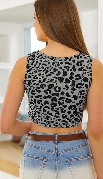 Diğer Leopar Desen Crop