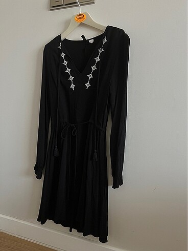 H&M Siyah Uzun Kollu Mini elbise