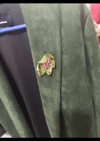 Zümrüt Yeşili Süet trençkot - Görsel 3