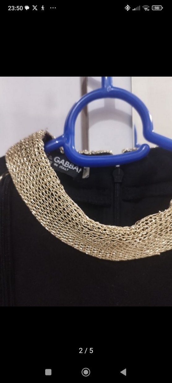  Siyah Gold Detaylı Püsküllü Elbise  - Görsel 2