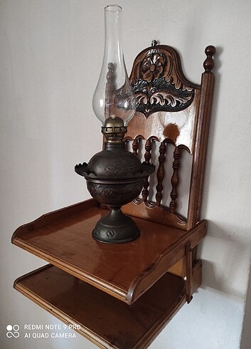 Antika ESET Osmanlı motifleriyle işlenmiş bakır gaz lambası ve i