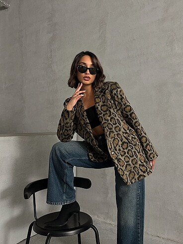 Leopar Blazer Ceket