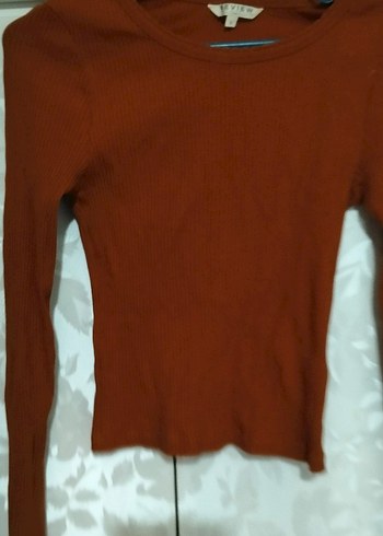 s Beden Kahverengi Kadın Triko Uzun Kollu Sweatshirt