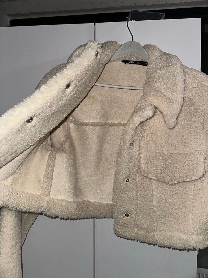 Bej Kürklü Kadın Midi Boy Streetwear Ceket - Görsel 2