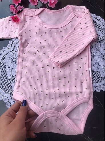 6 Ay Beden pembe Renk Kız Bebek Pamuklu Çıtçıtlı Body