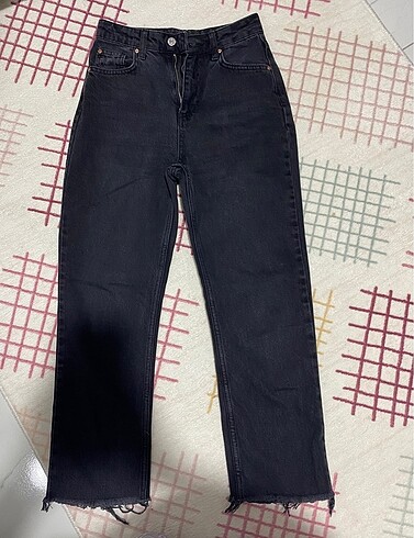 Siyah yüksek bel straight jeans