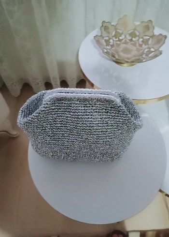 Zara Gri Örgü Kadın Portföy Çanta