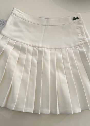 Lacoste Beyaz Pileli Mini Etek
