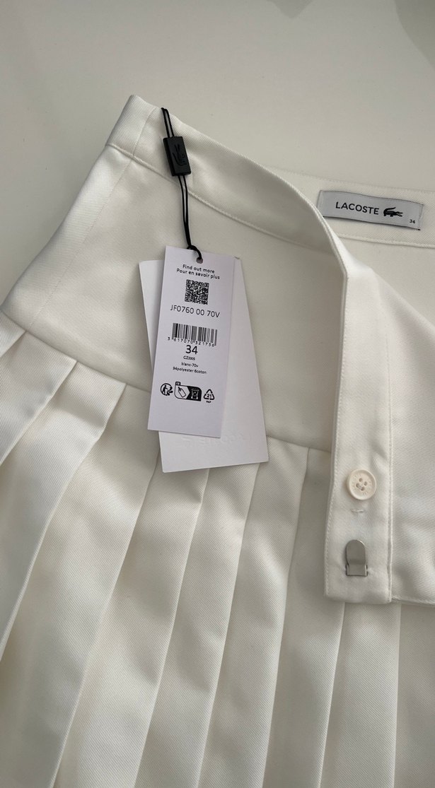 Lacoste Beyaz Pileli Mini Etek — görsel 3/5