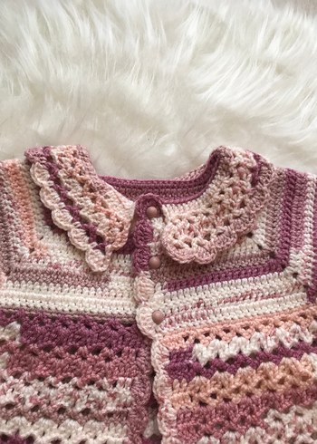 Kızlar için Pembe Örgü Kolsuz Hırka - Görsel 2