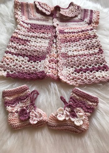 Kızlar için Pembe Örgü Kolsuz Hırka - Görsel 6