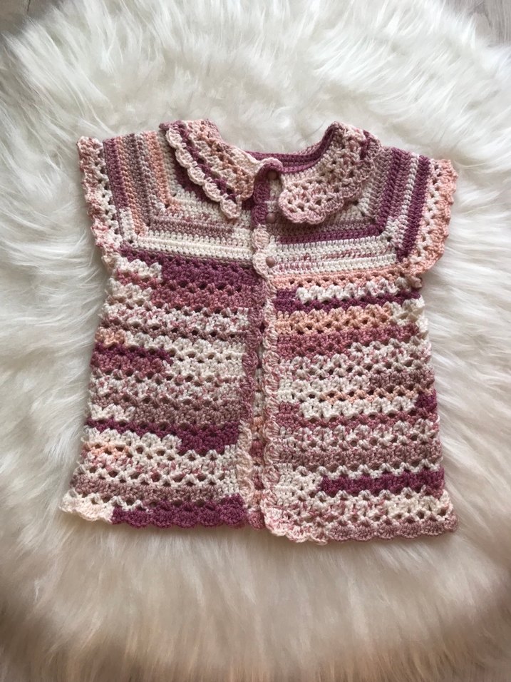 Kızlar için Pembe Örgü Kolsuz Hırka - Görsel 3