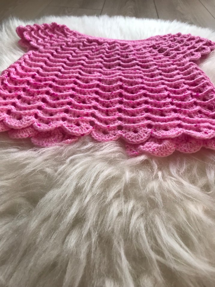 Kız Çocuk Pembe Örgü Kolsuz Hırka - Görsel 4