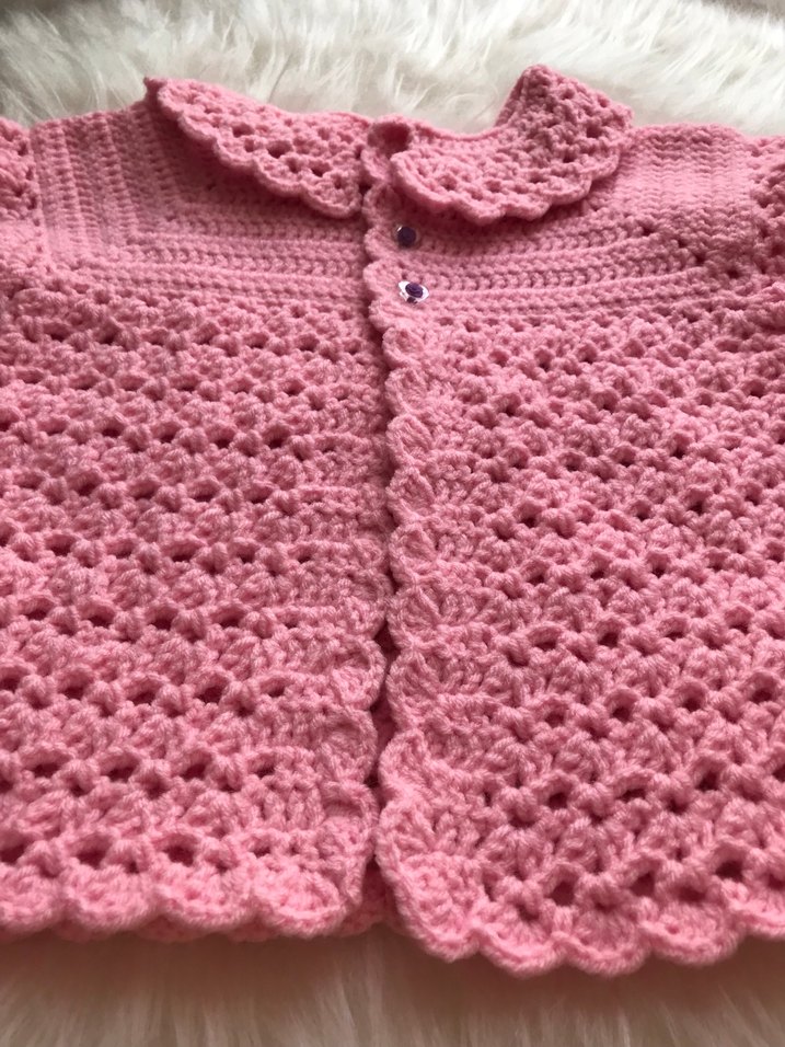 Pembe Örgü Vintage Kız Yelek - Görsel 2