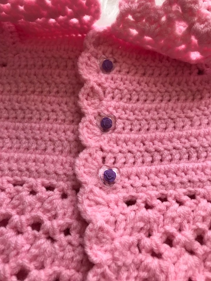 Pembe Örgü Vintage Kız Yelek - Görsel 4