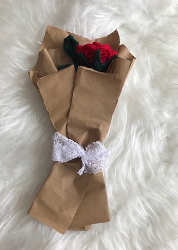 Kırmızı Örgü Gül Buketi - Görsel 2