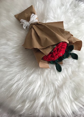 El Yapımı Bohem Örgü Gül Buketi - Görsel 3