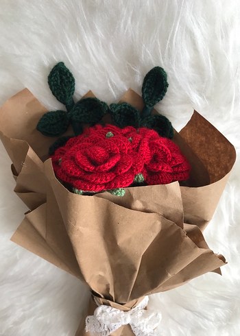 El Yapımı Bohem Örgü Gül Buketi - Görsel 4