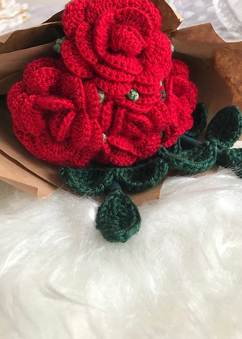 El Yapımı Bohem Örgü Gül Buketi - Görsel 6