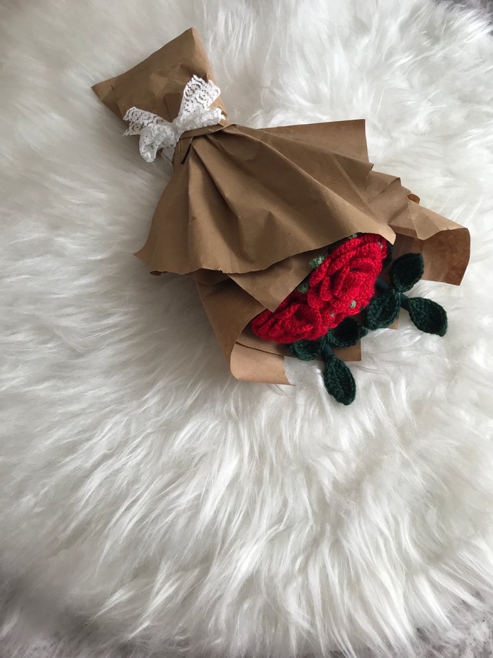 El Yapımı Bohem Örgü Gül Buketi - Görsel 3