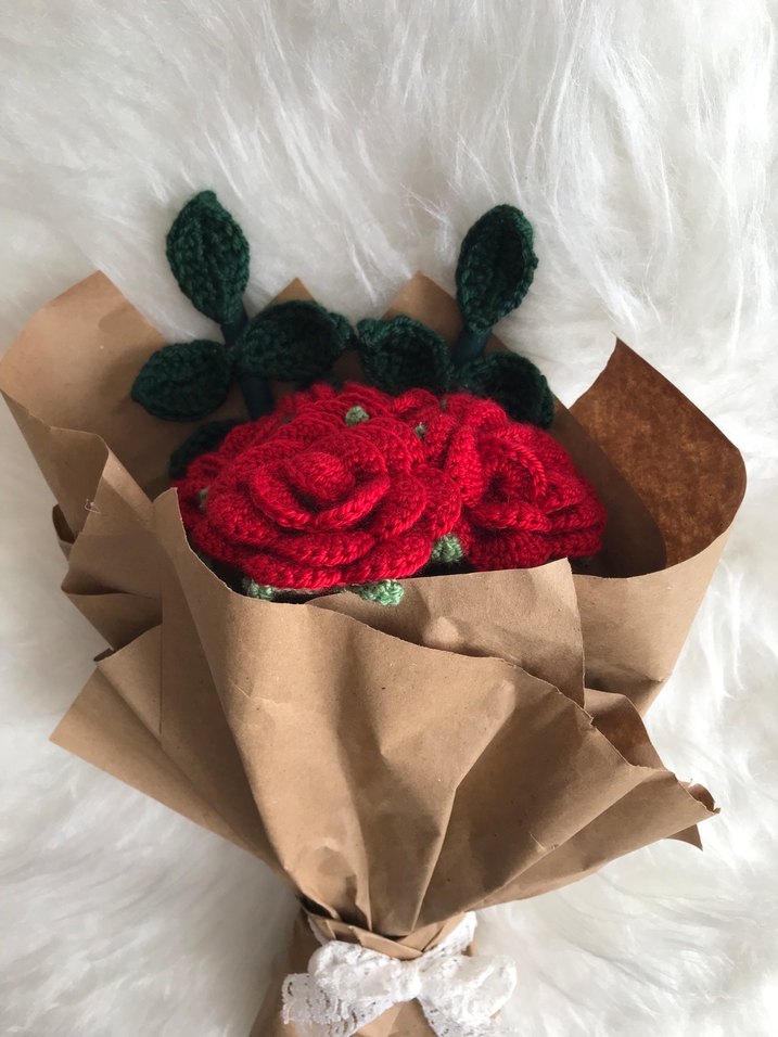 El Yapımı Bohem Örgü Gül Buketi - Görsel 4