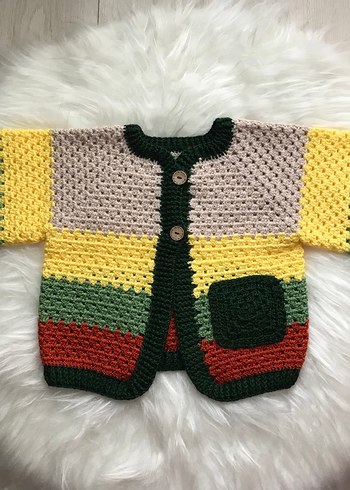 Renkli Bohem Örgü Miniklere Hırka - Görsel 4